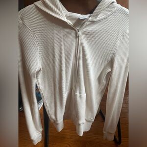 Aritzia TNA Waffle Zip Up hoodie in cream size xs